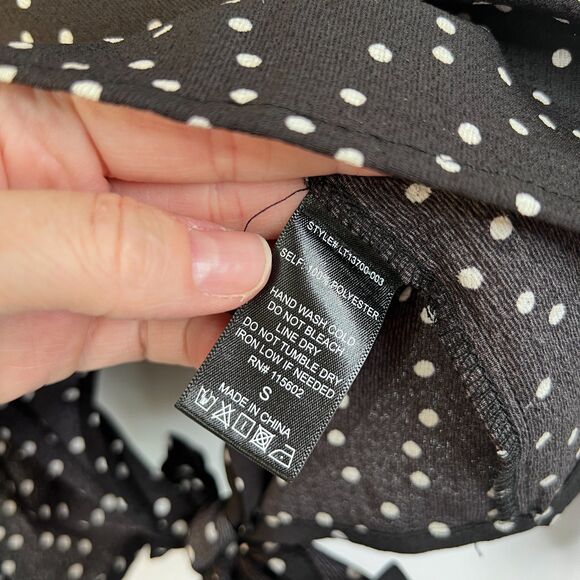 Lush Polka Dot Cropped Back Tie Wide 3/4 Sleeve Blouse Boho Chic Size Small - Picture 9 of 10